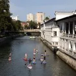 SUP past Ljubljana market